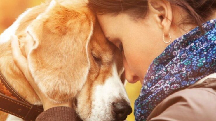 donna vicino ad un cane